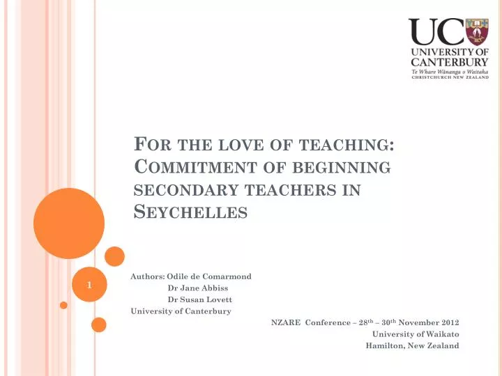 for the love of teaching commitment of beginning secondary teachers in seychelles