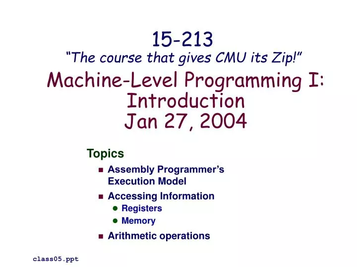 machine level programming i introduction jan 27 2004