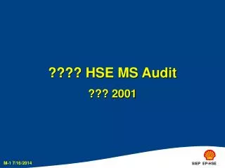 ???? HSE MS Audit ??? 2001