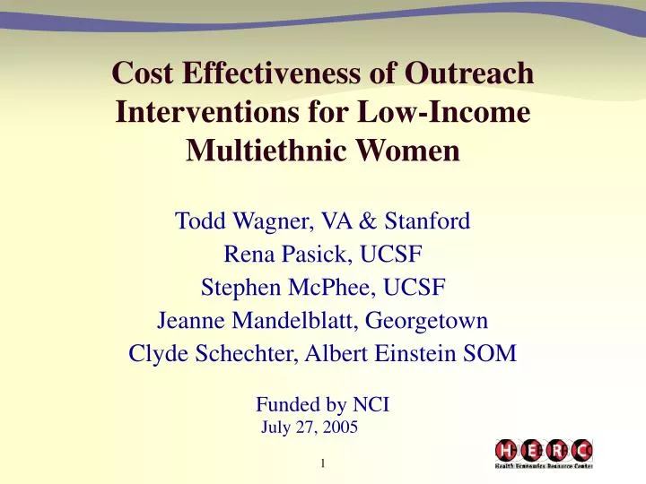 cost effectiveness of outreach interventions for low income multiethnic women