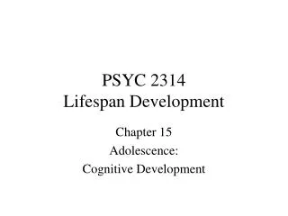 PSYC 2314 Lifespan Development