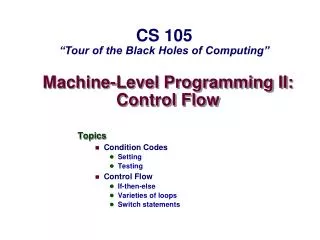 Machine-Level Programming II: Control Flow