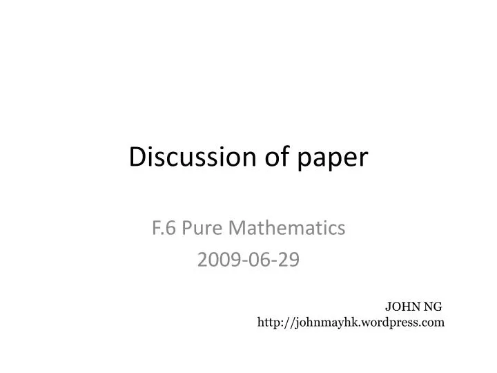 discussion of paper