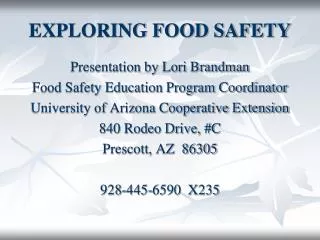 EXPLORING FOOD SAFETY