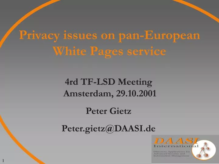 privacy issues on pan european white pages service
