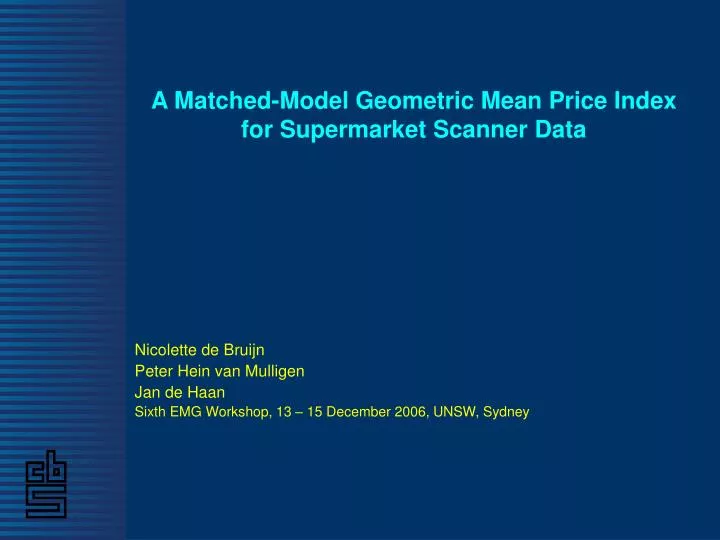 a matched model geometric mean price index for supermarket scanner data