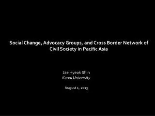 Jae Hyeok Shin Korea University August 1, 2013