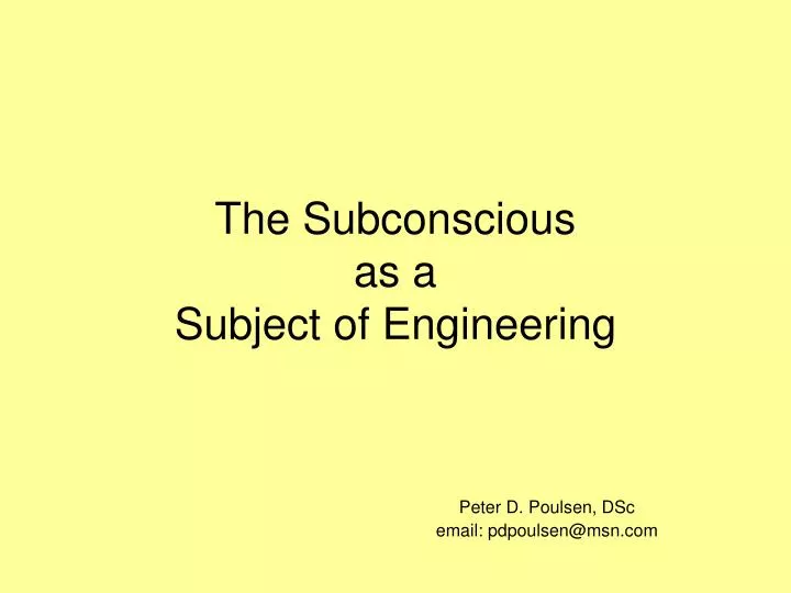 the subconscious as a subject of engineering