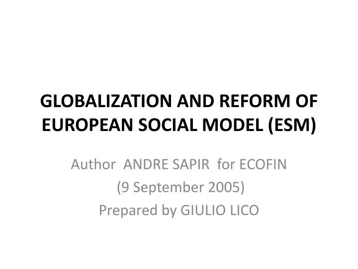 globalization and reform of european social model esm