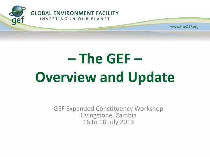 the gef overview and update