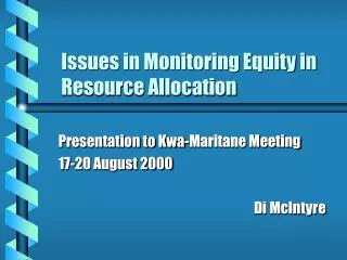 Issues in Monitoring Equity in Resource Allocation