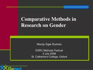 Comparative Methods in Research on Gender