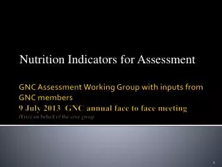 Nutrition Indicators for Assessment
