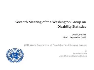 2010 World Programme of Population and Housing Census: by Jeremiah Banda