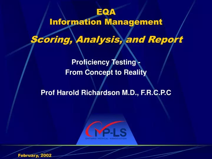 eqa information management scoring analysis and report