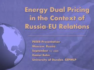 Energy Dual Pricing in the Context of Russia-EU Relations ______________________