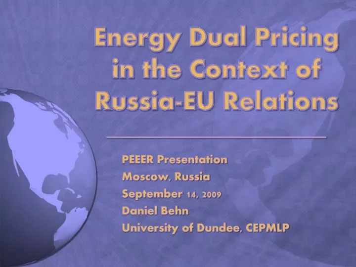 energy dual pricing in the context of russia eu relations