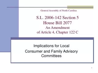 Implications for Local Consumer and Family Advisory Committees