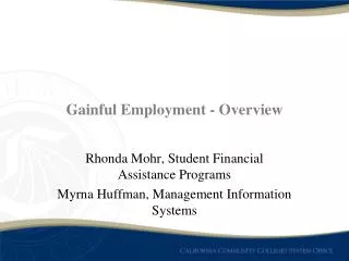 Gainful Employment - Overview