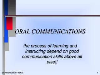 ORAL COMMUNICATIONS