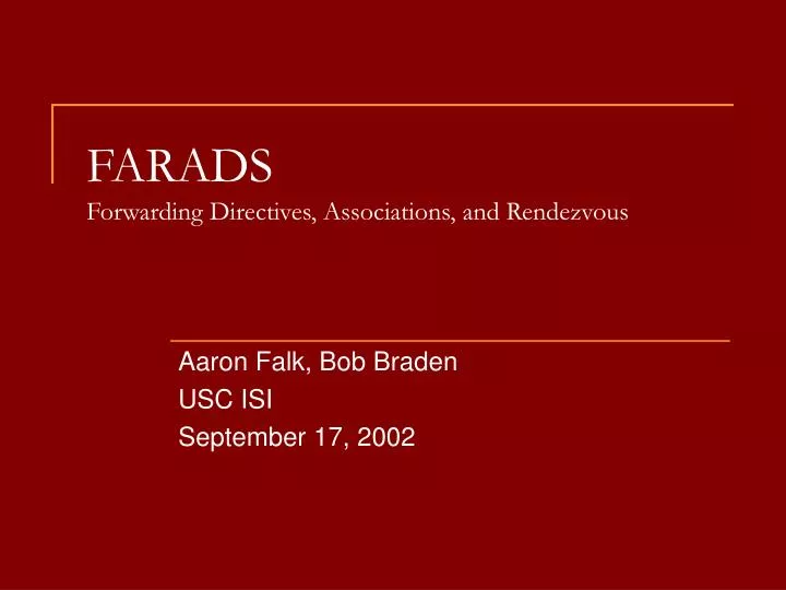 farads forwarding directives associations and rendezvous