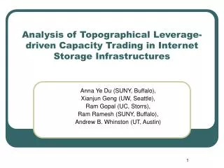 Analysis of Topographical Leverage-driven Capacity Trading in Internet Storage Infrastructures