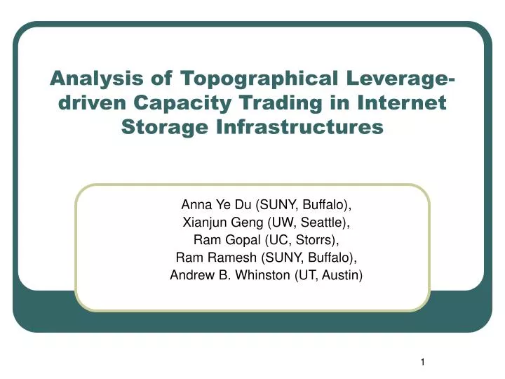 analysis of topographical leverage driven capacity trading in internet storage infrastructures