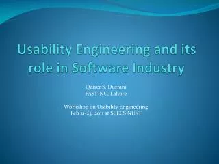 Usability Engineering and its role in Software Industry