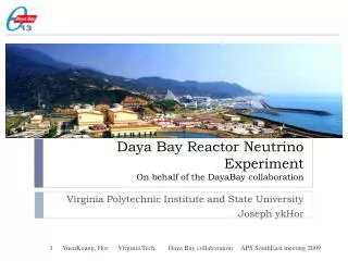 Daya Bay Reactor Neutrino Experiment On behalf of the DayaBay collaboration