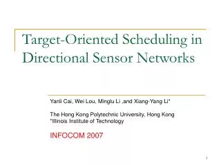 Target-Oriented Scheduling in Directional Sensor Networks