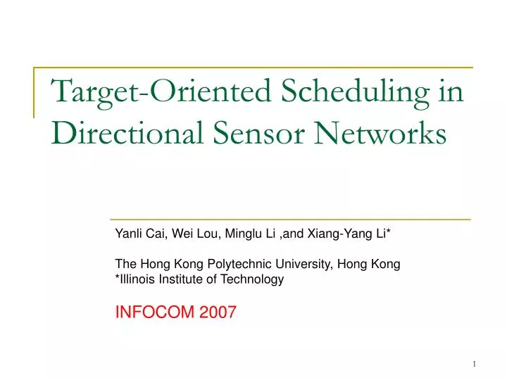 target oriented scheduling in directional sensor networks