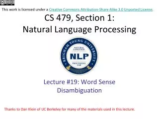 CS 479, Section 1: Natural Language Processing