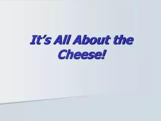 It’s All About the Cheese!
