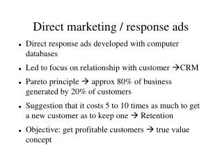 Direct marketing / response ads