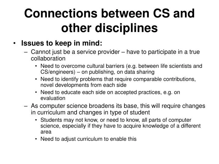 connections between cs and other disciplines