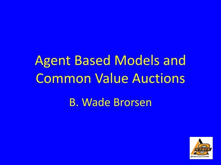agent based models and common value auctions