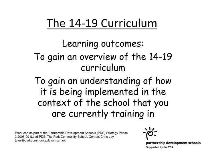the 14 19 curriculum