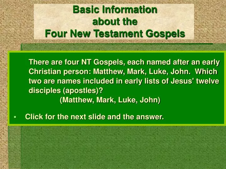 basic information about the four new testament gospels