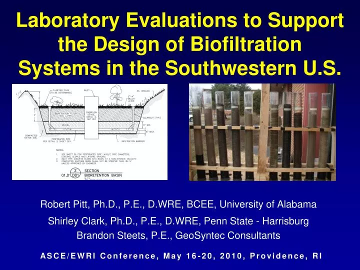 laboratory evaluations to support the design of biofiltration systems in the southwestern u s