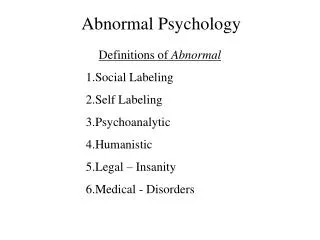 Abnormal Psychology