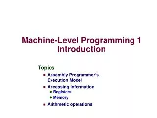Machine-Level Programming 1 Introduction