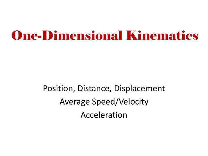 one dimensional kinematics
