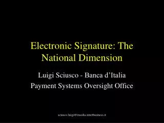 Electronic Signature: The National Dimension