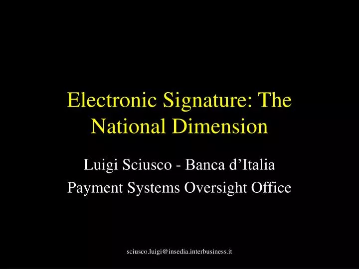electronic signature the national dimension