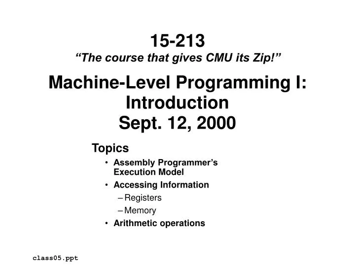 machine level programming i introduction sept 12 2000
