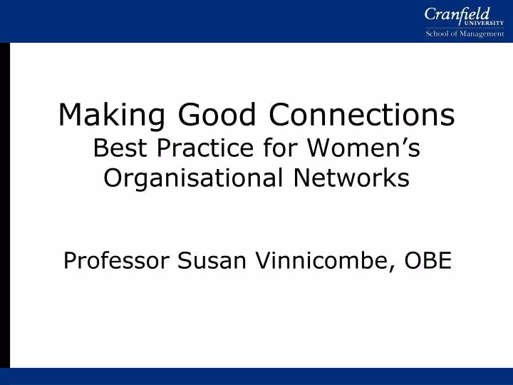 making good connections best practice for women s organisational networks