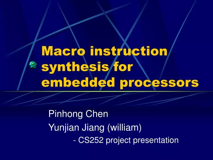 macro instruction synthesis for embedded processors
