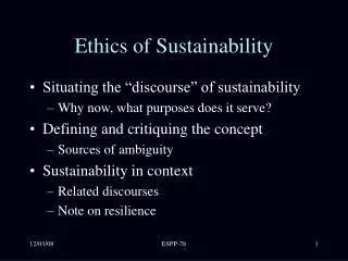 Ethics of Sustainability