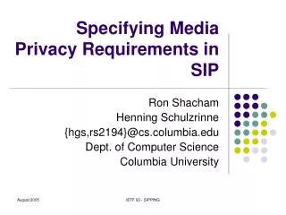 Specifying Media Privacy Requirements in SIP