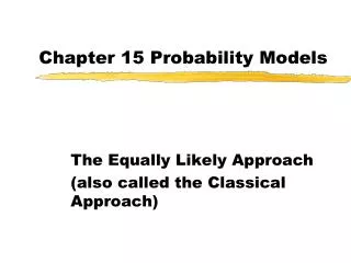 Chapter 15 Probability Models